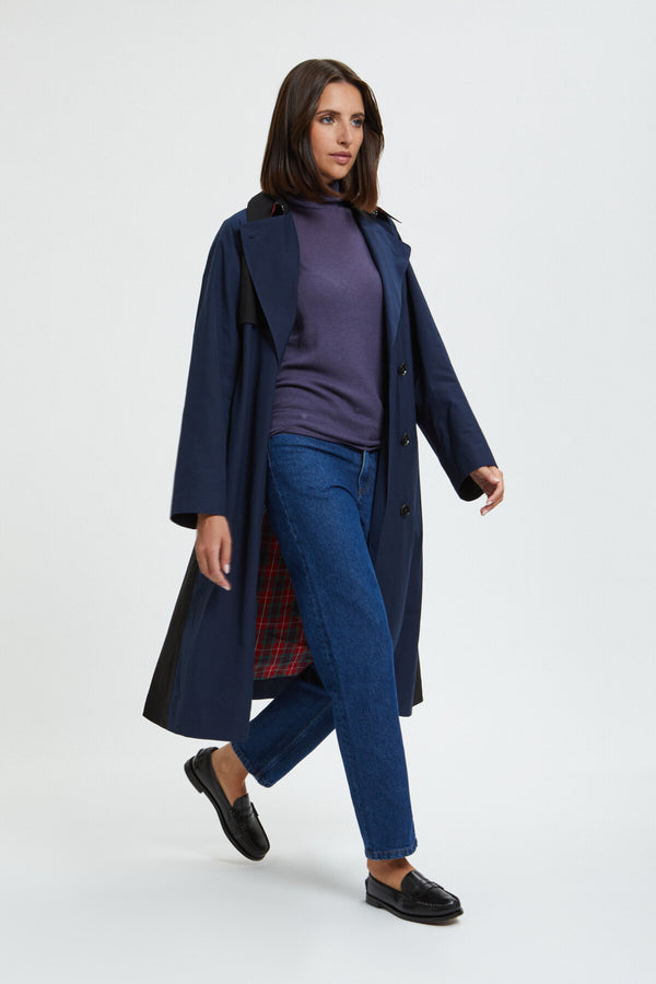 Trench-coat classique à ceinture pour femmes