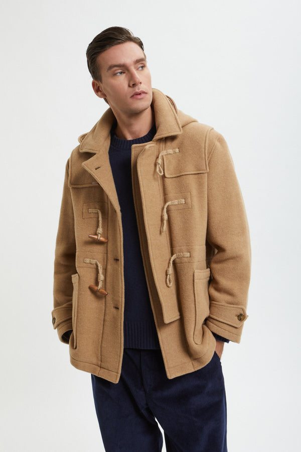 Duffle-coat court double laine