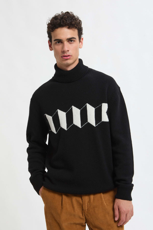PULL À COL ROULÉ AVEC LOGO EN ACCORDÉON