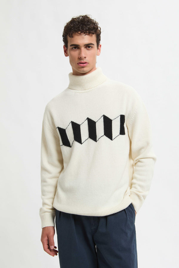 PULL À COL ROULÉ AVEC LOGO EN ACCORDÉON