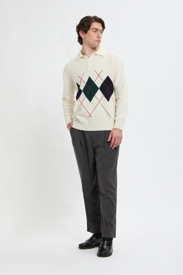 Pièce en maille à col polo Argyle