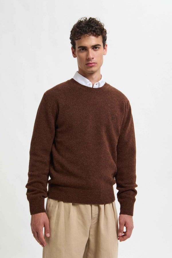 Pull col ras du cou en laine Shetland